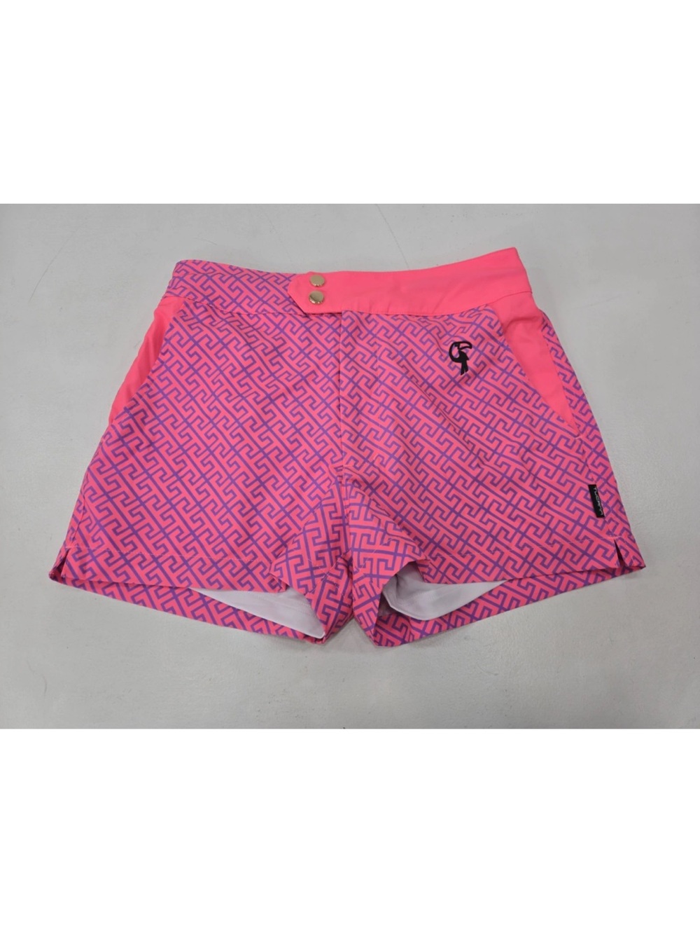 Tucann Coral Pink Swim Trunks Liner Geometric Pockets 3” Size Small Mens